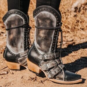 Freebird by Steven Winnie Ice Leather Mid Calf Heeled Boots